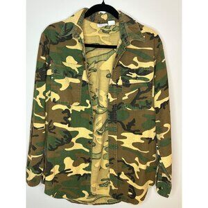 Vintage Prentiss Outdoors Button Up Camo Long Sleeve Flannel Shirt Men Sz md USA